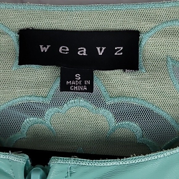 Weavz Aquamarine colored polyurethane zipper jacket. Size Small. - Picture 2 of 8